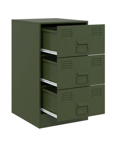 Comodino Verde Oliva 34,5x39x62 cm in Acciaio