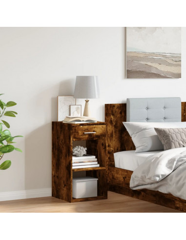 Comodino Rovere Fumo 35x34x65 cm in Legno Multistrato