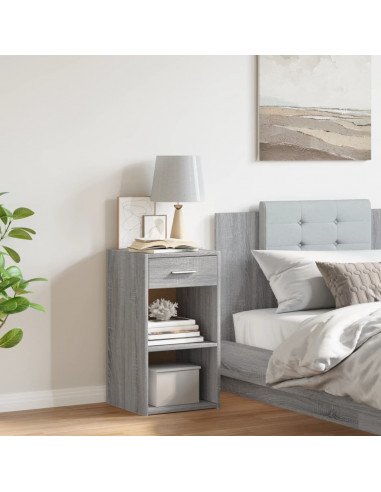 Comodino Grigio Sonoma 35x34x65 cm in Legno Multistrato