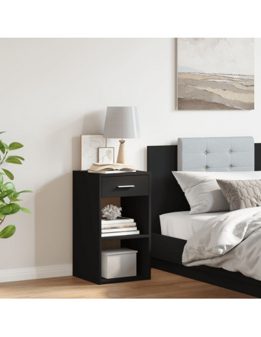 Comodino Nero 35x34x65 cm in Legno Multistrato