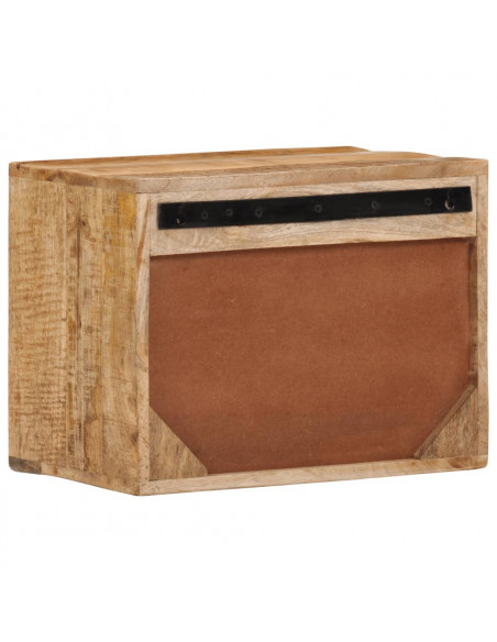 Comodino a Parete 40x30x25 cm in Legno Massello di Mango