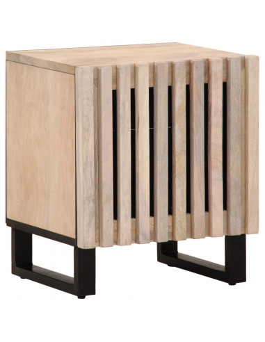 Comodini 2pz 40x34x46 cm in Legno Massello di Mango Sbiancato