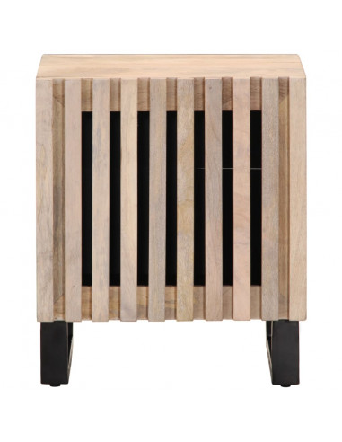 Comodini 2pz 40x34x46 cm in Legno Massello di Mango Sbiancato