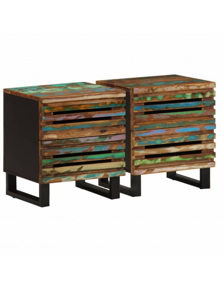 Comodini 2pz 40x34x46 cm in Legno Massello di Recupero