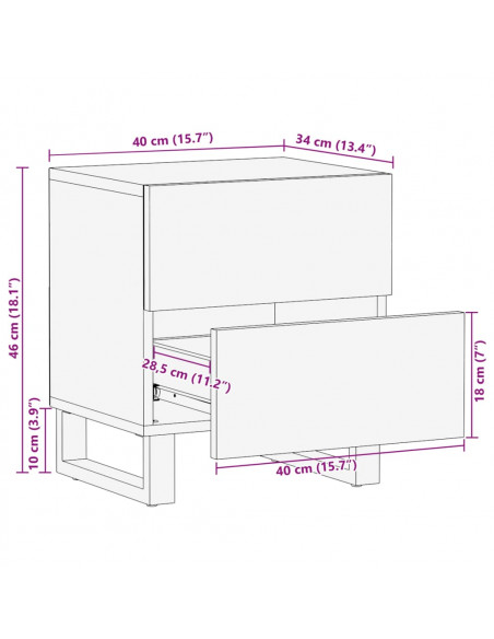 Comodini 2pz 40x34x46 cm in Legno Massello di Recupero