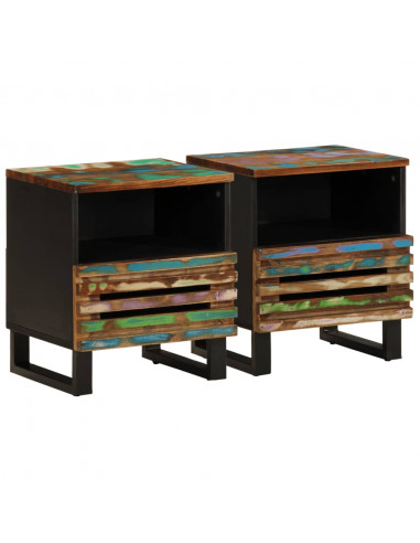 Comodini 2pz 40x34x46 cm in Legno Massello di Recupero