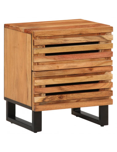 Comodino 40x34x46 cm in Legno Massello di Acacia