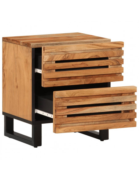 Comodino 40x34x46 cm in Legno Massello di Acacia