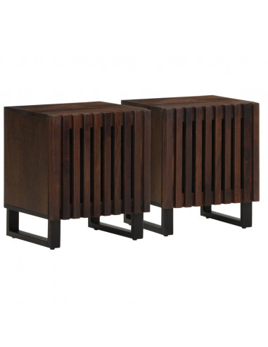Comodini 2pz 40x34x46 cm in Legno Massello di Mango