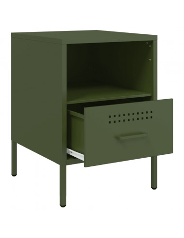 Comodini 2 pz Verde Oliva 36x39x50,5 cm Acciaio Laminato Freddo
