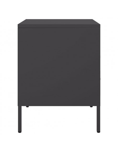 Comodino Nero 36x39x50,5cm in Acciaio Laminato a Freddo