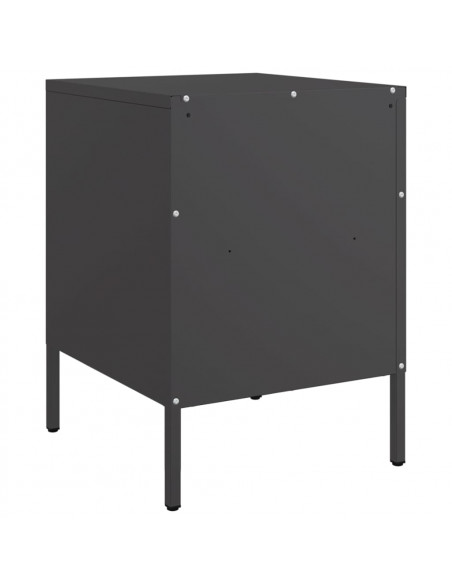 Comodino Nero 36x39x50,5cm in Acciaio Laminato a Freddo