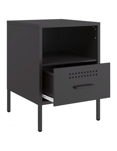 Comodino Nero 36x39x50,5cm in Acciaio Laminato a Freddo