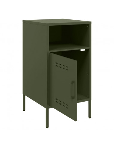 Comodini 2 pz Verde Oliva 36x39x68 cm Acciaio Laminato a Freddo