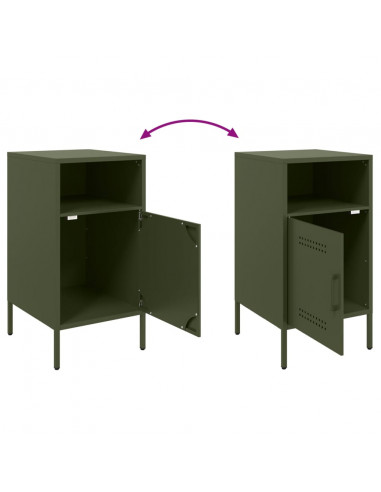 Comodini 2 pz Verde Oliva 36x39x68 cm Acciaio Laminato a Freddo