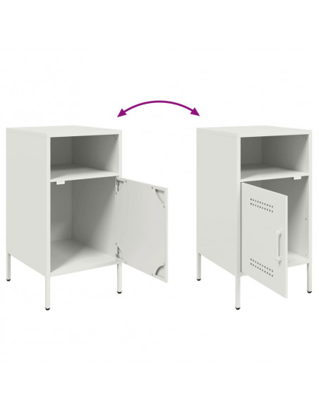 Comodini 2pz Bianchi 36x39x68cm in Acciaio Laminato a Freddo