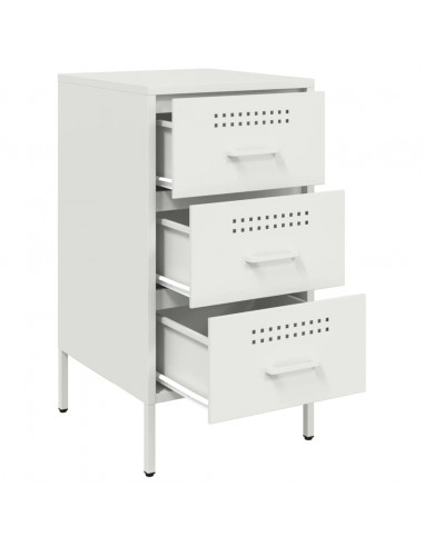 Comodini 2pz Bianchi 36x39x68cm in Acciaio Laminato a Freddo