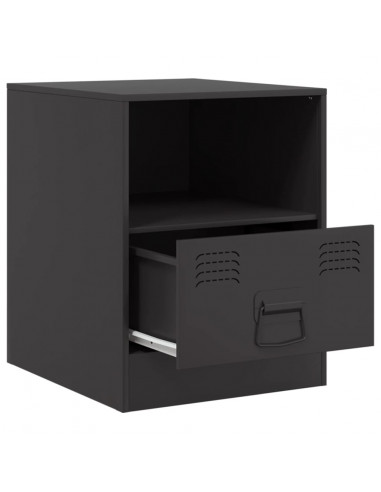 Comodino Nero 34,5x39x44 cm in Acciaio