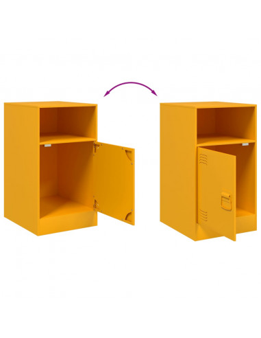 Comodini 2 pz Giallo Senape 34,5x39x62 cm in Acciaio