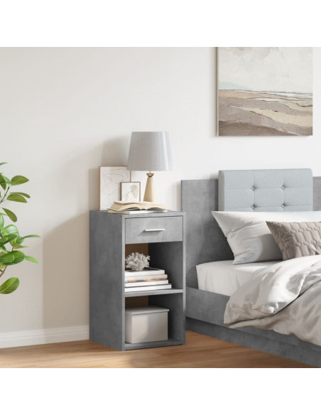 Comodino Grigio Cemento 35x34x65 cm in Legno Multistrato