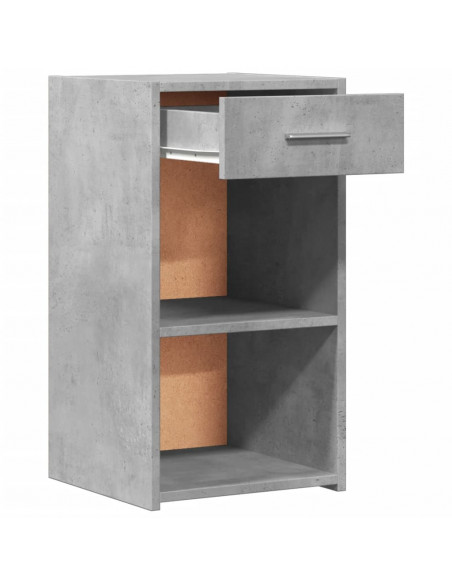 Comodino Grigio Cemento 35x34x65 cm in Legno Multistrato