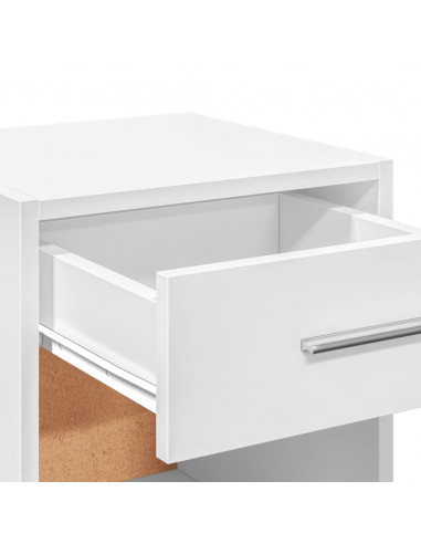 Comodini 2pz Bianchi 35x34x65 cm in Legno Multistrato