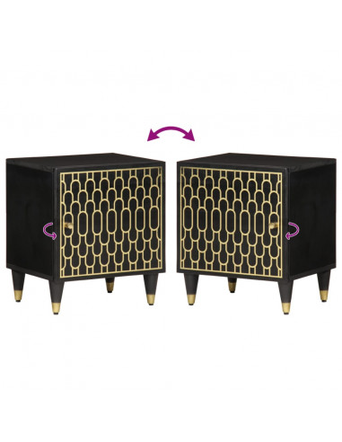 Comodini 2pz 40x33x46 cm in Legno Massello di Mango