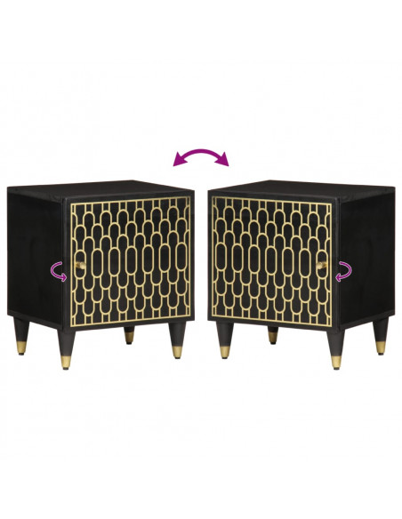 Comodini 2pz 40x33x46 cm in Legno Massello di Mango
