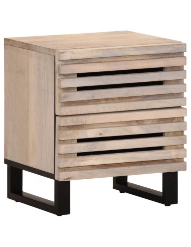 Comodini 2pz 40x34x46 cm in Legno Massello di Mango Sbiancato