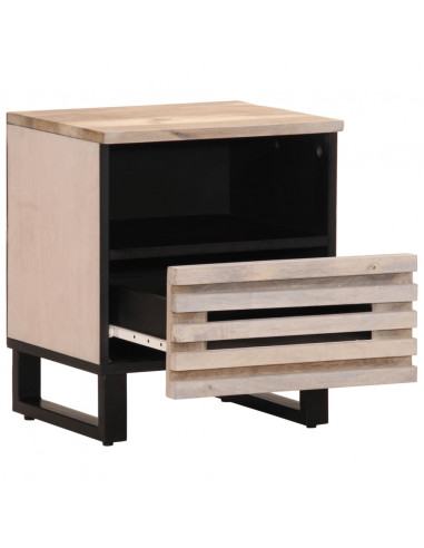 Comodini 2pz 40x34x46 cm in Legno Massello di Mango Sbiancato