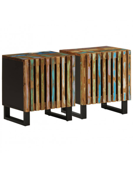Comodini 2pz 40x34x46 cm in Legno Massello di Recupero