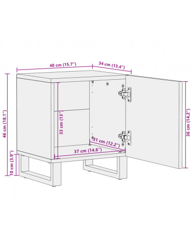 Comodini 2pz 40x34x46 cm in Legno Massello di Recupero