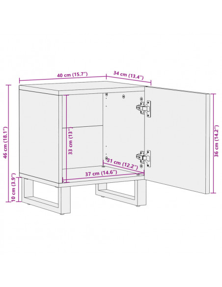 Comodini 2pz 40x34x46 cm in Legno Massello di Recupero
