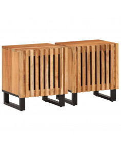 Comodini 2pz 40x34x46 cm in Legno Massello di Acacia 2