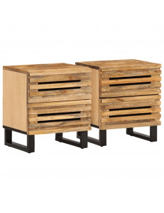 Comodini 2pz 40x34x46 cm in Legno Massello di Mango 2