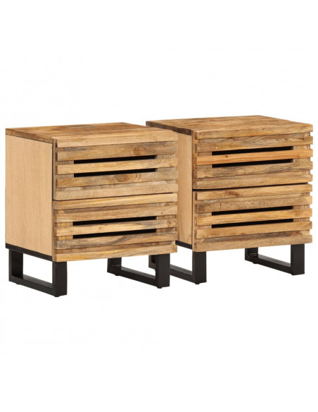 Comodini 2pz 40x34x46 cm in Legno Massello di Mango