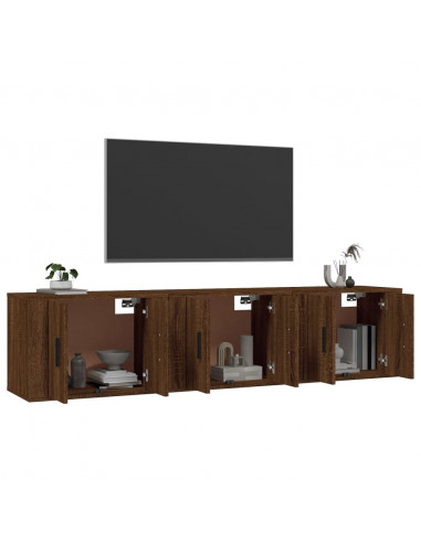 Mobili Porta TV a Parete 3 pz Rovere Marrone 57x34,5x40 cm