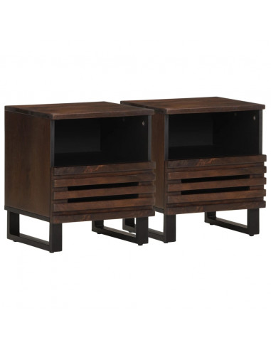 Comodini 2pz 40x34x46 cm in Legno Massello di Mango