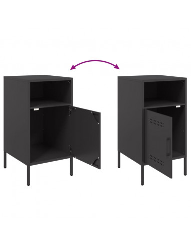 Comodini 2pz Neri 36x39x68 cm in Acciaio Laminato a Freddo