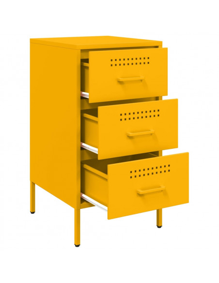 Comodino Giallo Senape 36x39x68cm in Acciaio Laminato a Freddo
