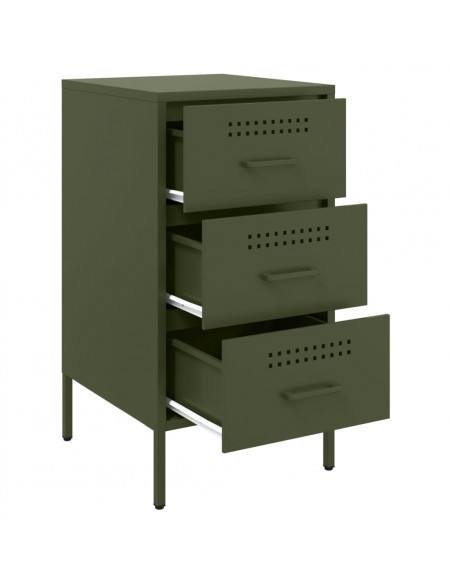 Comodino Verde Oliva 36x39x68 cm in Acciaio Laminato a Freddo