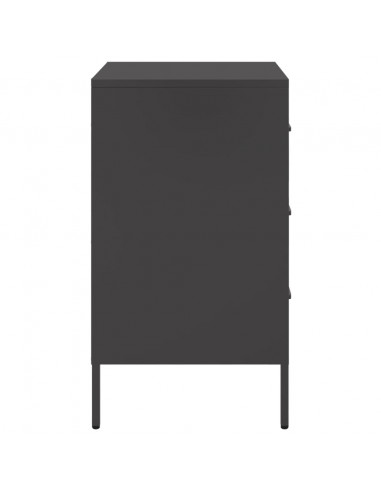 Comodino Nero 36x39x68cm in Acciaio Laminato a Freddo