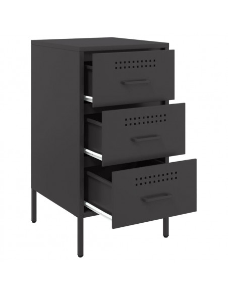 Comodino Nero 36x39x68cm in Acciaio Laminato a Freddo