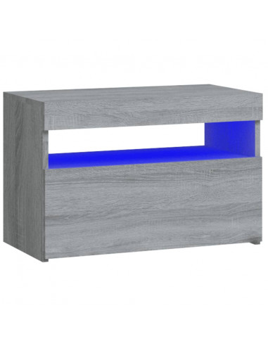 Comodino con Luci LED Grigio Sonoma 60x35x40 cm