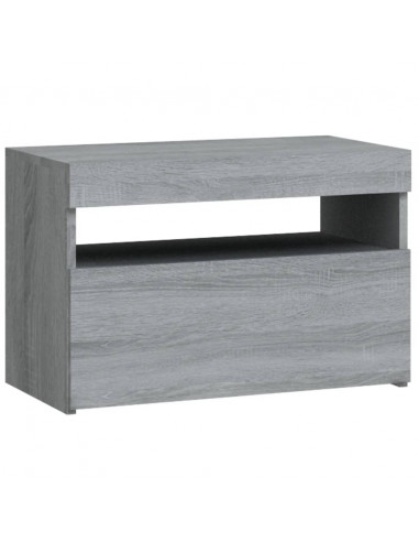 Comodino con Luci LED Grigio Sonoma 60x35x40 cm