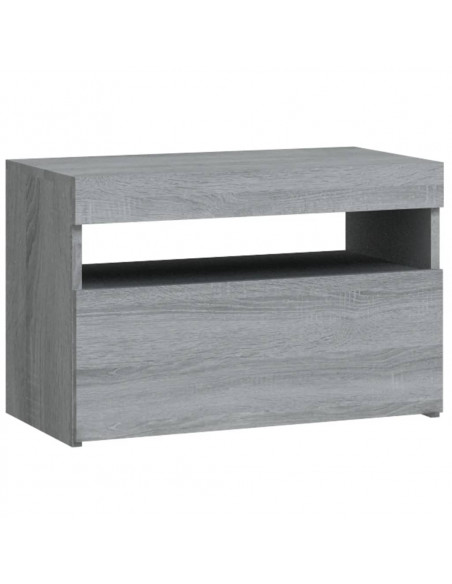 Comodino con Luci LED Grigio Sonoma 60x35x40 cm