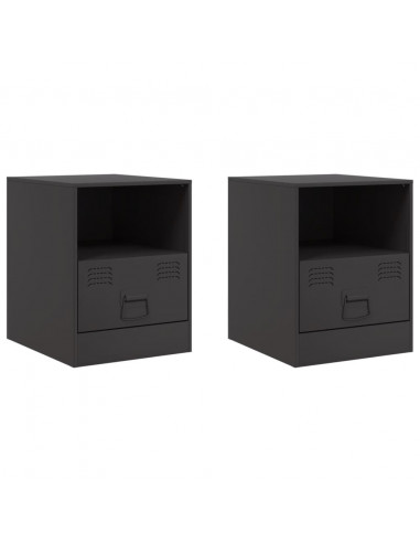Comodini 2 pz Neri 34,5x39x44 cm in Acciaio