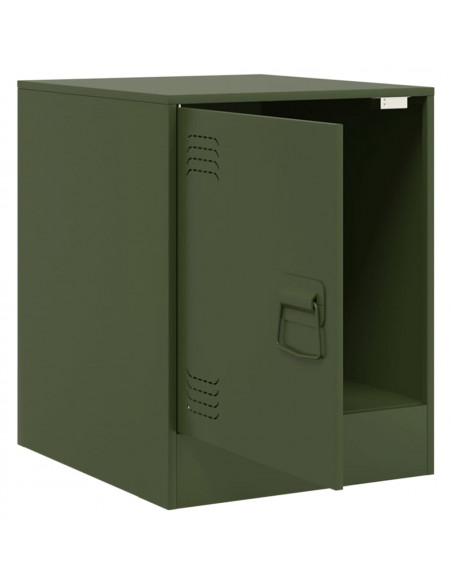 Comodino Verde Oliva 34,5x39x44 cm in Acciaio