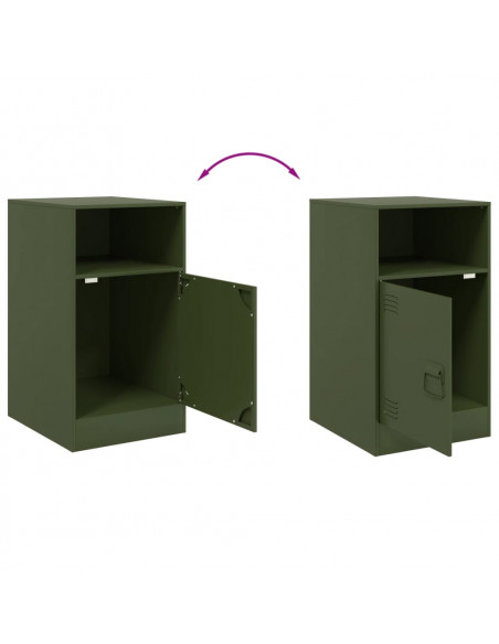 Comodino Verde Oliva 34,5x39x62 cm in Acciaio