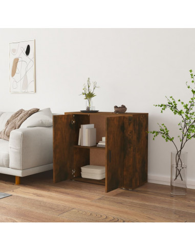 Credenza Rovere Fumo 80x33x70 cm in Legno Multistrato